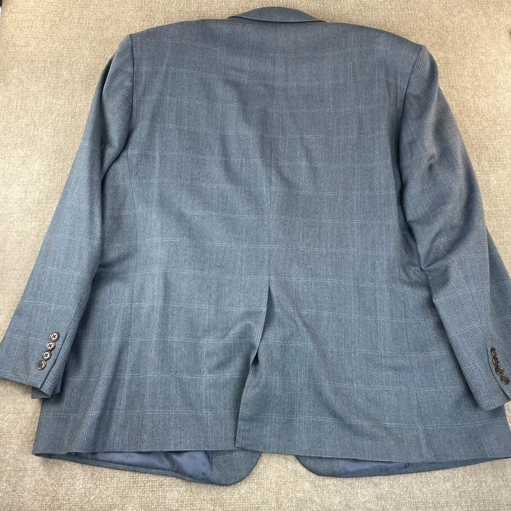 Lauren‎ Ralph Lauren Sport Coat Mens 52R Blue Plaid Notch Lapel Single Vented